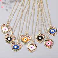 Cubic Zircon Micro Pave Brass Necklace with 1.97 extender chain Evil Eye gold color plated & micro pave cubic zirconia & for woman & enamel nickel lead & cadmium free Length 15.75 Inch Sold By PC