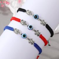 Polyester Cord Bracelet with Resin & Zinc Alloy Turtle silver color plated adjustable & for woman Length 7.5 Inch Sold By PC