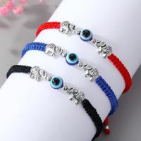 Resin Bracelets, Polyester Cord, with Resin & Tibetan Style, Elephant, silver color plated, adjustable & for woman, more colors for choice, Length:7.5 Inch, Sold By PC