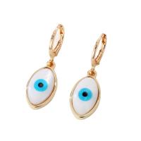 Huggie Hoop Drop Earring Zinc Alloy with Resin Evil Eye gold color plated & for woman 15mm Sold By Pair