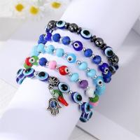 Lampwork Bracelets with Non Magnetic Hematite & Resin & Zinc Alloy Evil Eye silver color plated & for woman Length 7.5 Inch Sold By PC