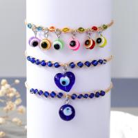 Lampwork Bracelets, Rafi Straw, with Lampwork & Resin & Tibetan Style, Evil Eye, silver color plated, different styles for choice & for woman, Length:7.5 Inch, Sold By PC
