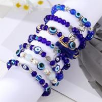 Evil Eye Jewelry Bracelet, Tibetan Style, with ABS Plastic Pearl & Crystal & Resin, gold color plated, different styles for choice & for woman & enamel & with rhinestone, nickel, lead & cadmium free, Length:7.5 Inch, Sold By PC