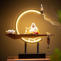 Backflow Incense Burner, Porcelain, handmade, for home and office & durable & with LED light & multifunctional, more colors for choice, 350x90x330mm, Sold By PC