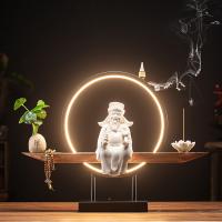 Backflow Incense Burner, Porcelain, handmade, for home and office & durable & with LED light & multifunctional, more colors for choice, 490x135x375mm, Sold By PC