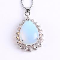 Natural Gemstone Necklace Zinc Alloy with Gemstone Teardrop platinum color plated & Unisex & with rhinestone nickel lead & cadmium free Length Approx 17.72 Inch Sold By PC