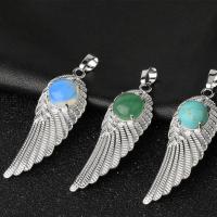 Gemstone Pendants Jewelry, Tibetan Style, with Gemstone, Wing Shape, different materials for choice & Unisex, nickel, lead & cadmium free, 16x53mm, Sold By PC