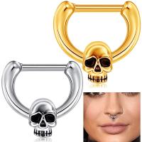 Stainless Steel Nose Piercing Jewelry, 316L Stainless Steel, Skull, Vacuum Ion Plating, hypo allergic & Unisex, more colors for choice, 1.2mm,10mm, Sold By PC