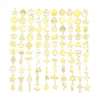 Edelstahl Schmuck Anhänger, 304 Edelstahl, goldfarben plattiert, DIY, Goldfarbe, 9.5-21x4.5-17x1mm, Bohrung:ca. 0.9-4mm, 100PCs/Tasche, verkauft von Tasche