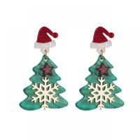 Christmas Earrings Acrylic fashion jewelry & for woman & epoxy gel multi-colored 50mm Sold By Pair