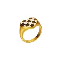 Titanium Steel Finger Ring, Heart, gold color plated, micro pave cubic zirconia & for woman & hollow, 20mm, Sold By PC