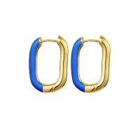 Brass Huggie Hoop Earring, gold color plated, for woman & enamel, more colors for choice, 25mm, Sold By PC
