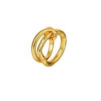 Brass δάχτυλο του δακτυλίου, Ορείχαλκος, χρώμα επίχρυσο, Διπλό επίπεδο & για άνδρες και γυναίκες, 27mm, Sold Με PC