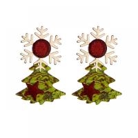 Boucles d'oreilles de Noël, Acrylique, arbre de noël, bijoux de mode & pour femme, multicolore, 50mm, Vendu par paire