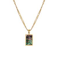 Blås Collier, Mässing, med Shell, Square, guldfärg pläterade, mode smycken & för kvinna, fler färger för val, 25mm, Längd 46 cm, Säljs av PC