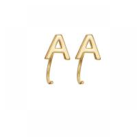 Brass Stud Earring Alphabet Letter gold color plated fashion jewelry & for woman 13mm Sold By PC