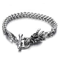 Men Bracelet, Stainless Steel, Dragon, for man & blacken, 14mm, 6mm, Sold Per Approx 8.5 Inch Strand