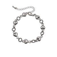 Bijoux bracelet en acier inoxydable, avec alliage de zinc, avec 1.96inch chaînes de rallonge, coeur, réglable & pour femme, Longueur:Environ 6.7 pouce, Vendu par PC