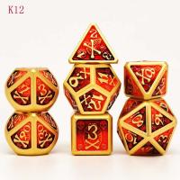 Tibetan Style Dice, plated, 7 pieces & with number pattern, more colors for choice, nickel, lead & cadmium free, 14mm, 16x22mm, 20x16mm, 20mm, 20x23mm, 20x25mm, Sold By Set