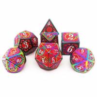 Tibetan Style Dice, plated, 7 pieces & with number pattern, more colors for choice, nickel, lead & cadmium free, 14mm, 16x22mm, 20x16mm, 20mm, 20x23mm, 20x25mm, Sold By Set
