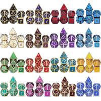 Tibetan Style Dice, plated, 7 pieces & with number pattern, more colors for choice, nickel, lead & cadmium free, 14mm, 15x21mm, 16x19mm, 20mm, 19x21mm, 19x23mm, Sold By Set