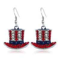 Tibetan Style Drop Earrings, Hat, plated, for woman & enamel & with rhinestone, two different colored, 24x40mm, Sold By Pair