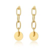 Stainless Steel Drop Earring, 304 Stainless Steel, gold color plated, for woman, 20x56mm, Sold By Pair