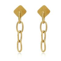 Stainless Steel Drop Earring 304 Stainless Steel gold color plated for woman & hollow Sold By Pair