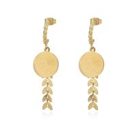 Stainless Steel Drop Earring, 304 Stainless Steel, gold color plated, for woman, 14x49mm, Sold By Pair