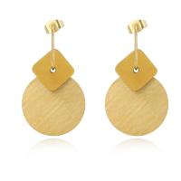 Stainless Steel Drop Earring, 304 Stainless Steel, gold color plated, for woman, 22x37mm, Sold By Pair