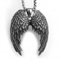 Stainless Steel Jewelry Necklace 304 Stainless Steel Wing Shape plated & for man black Length Approx 21.65 Inch Sold By PC