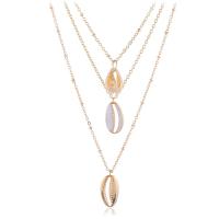 Multi Layer Necklace Zinc Alloy with Shell with 2.76inch extender chain gold color plated fashion jewelry & multilayer & for woman nickel lead & cadmium free Length Approx 22.44 Inch Sold By PC