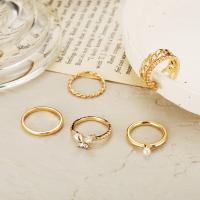 Zinc Alloy Ring Set with Plastic Pearl 5 pieces & fashion jewelry & for woman & with rhinestone nickel lead & cadmium free Sold By Set