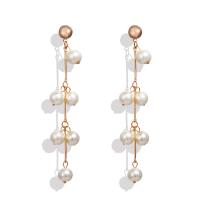 Tibetan Style Drop Earring, with Plastic Pearl, fashion jewelry & for woman, nickel, lead & cadmium free, 106x10mm, Sold By Pair