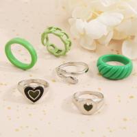 Zinc Alloy Ring Set 6 pieces & fashion jewelry & Unisex & enamel nickel lead & cadmium free Sold By Set