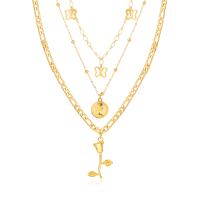 Multi слой ожерелье, цинковый сплав, плакирован золотом, ювелирные изделия моды & многослойный & разные стили для выбора & Женский, не содержит никель, свинец, продается PC