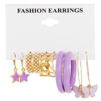 Zinklegierung Ohrring-Set, mit Kunststoff Perlen, 5 Stück & Modeschmuck & für Frau, frei von Nickel, Blei & Kadmium, verkauft von setzen