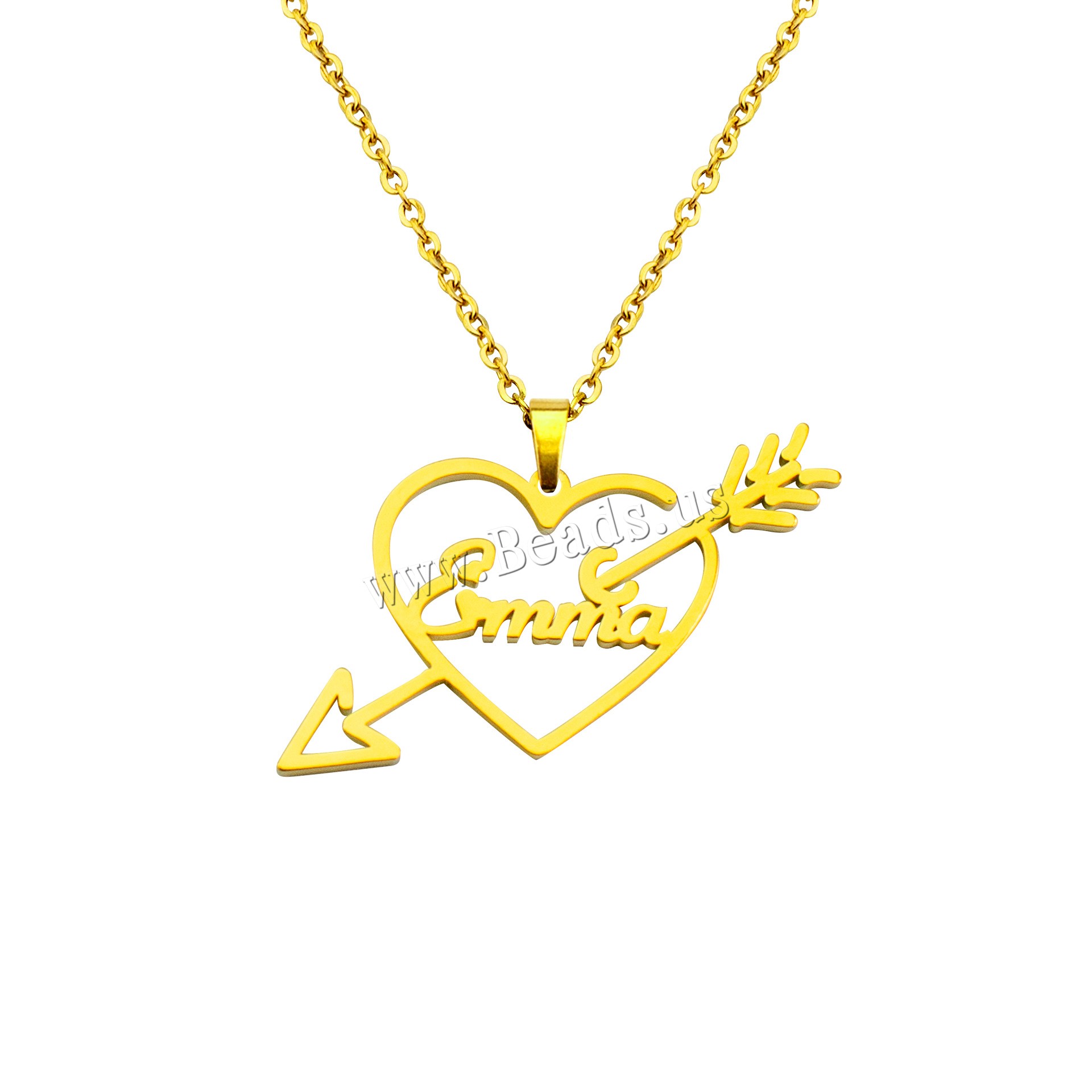 Personalized necklace 304 Stainless Steel with 1.97inch extender chain Heart Vacuum Ion Plating Each custom text must be less than 10 letters & fashion jewelry & Unisex Length Approx 17.72 Inch Sold By PC