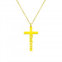 Stainless Steel Jewelry Necklace 304 Stainless Steel with 1.97inch extender chain Cross Vacuum Ion Plating Each custom text must be less than 10 letters   fashion jewelry   Unisex Length Approx 17.72 Inch Sold By PC