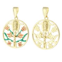Brass Jewelry Pendants, Round, gold color plated, fashion jewelry & DIY & for woman & enamel, more colors for choice, 27x30x3mm, Hole:Approx 4.5mm, 10PCs/Lot, Sold By Lot