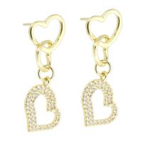 Cubic Zirconia Micro Pave Brass Earring gold color plated fashion jewelry & DIY & micro pave cubic zirconia & for woman golden 31mm Sold By Lot