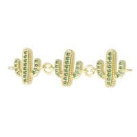 Cubic Zirconia Micro Pave Brass Connector Opuntia Stricta gold color plated fashion jewelry & DIY & micro pave cubic zirconia & for woman green 39mm Approx 0.5mm Sold By Lot
