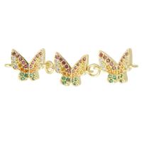 Cubic Zirconia Micro Pave Brass Connector Butterfly gold color plated fashion jewelry & DIY & micro pave cubic zirconia & for woman multi-colored 39mm Approx 0.5mm Sold By Lot