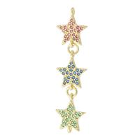 Cubic Zirconia Micro Pave Brass Connector Star gold color plated fashion jewelry & DIY & micro pave cubic zirconia & for woman multi-colored 37mm Approx 0.5mm Sold By Lot