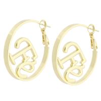 Brass Hoop Earring, Round, gold color plated, fashion jewelry & for woman, golden, 31x33x3mm, 10Pairs/Lot, Sold By Lot