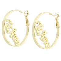 Brass Hoop Earring, Round, gold color plated, fashion jewelry & for woman, golden, 32x33x3mm, 10Pairs/Lot, Sold By Lot