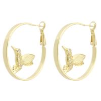 Brass Hoop Earring, Round, gold color plated, fashion jewelry & micro pave cubic zirconia & for woman, golden, 31x34x3mm, 10Pairs/Lot, Sold By Lot