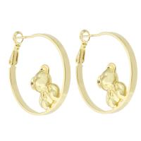 Brass Hoop Earring, Round, gold color plated, fashion jewelry & for woman, golden, 33x32x5.50mm, 10Pairs/Lot, Sold By Lot