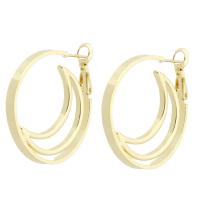 Brass Hoop Earring, Round, gold color plated, fashion jewelry & for woman, golden, 31x30x3mm, 10Pairs/Lot, Sold By Lot