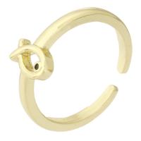 cobre Cuff Ring Finger, Roda, cromado de cor dourada, joias de moda & micro pavimento em zircônia cúbica & para mulher, dourado, 8.50mm, tamanho:7, 10PCs/Lot, vendido por Lot